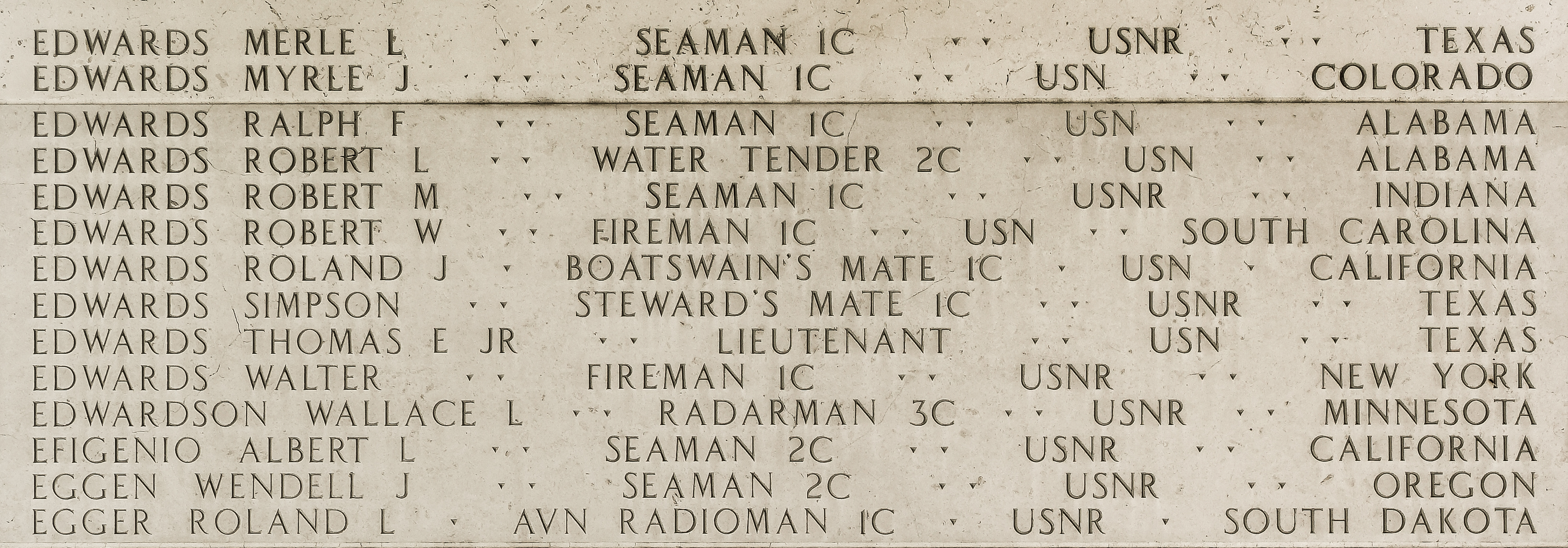 Wallace L. Edwardson, Radarman Third Class